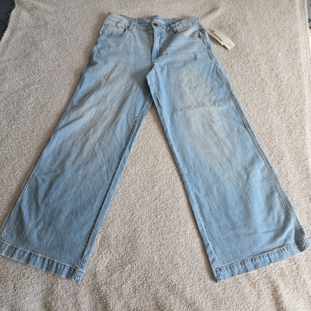 No Boundaries Women's Wide Leg Denim Jeans Light Enzyme With Tint Size 12 NWT
